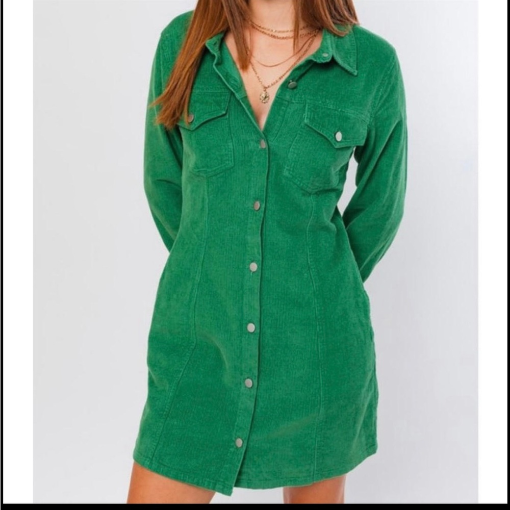 Green corduroy shirt dress. New with tag.